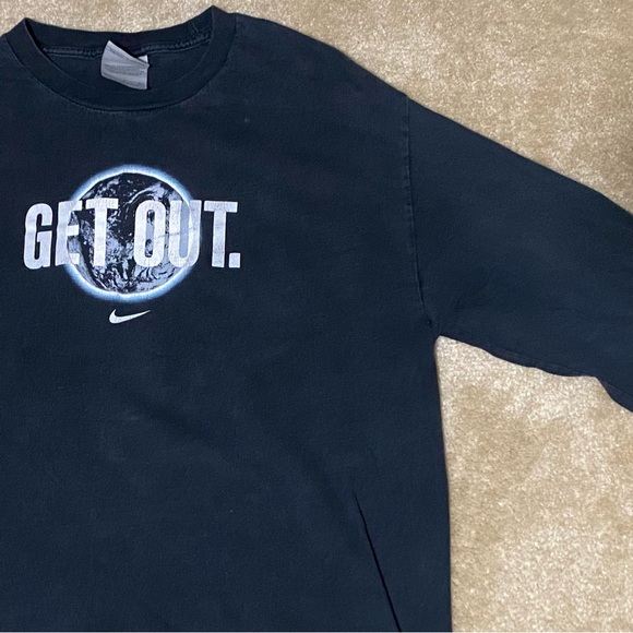 Vintage NIKE Long Sleeve T-Shirt Size Large, “Get Out” in the world & live life! - Picture 1 of 8